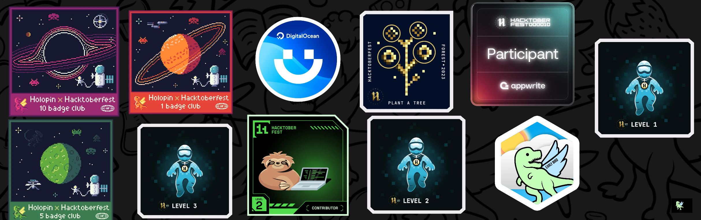 An image of @sheikhabubaker's Holopin badges, which is a link to view their full Holopin profile