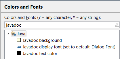 javadoc colors