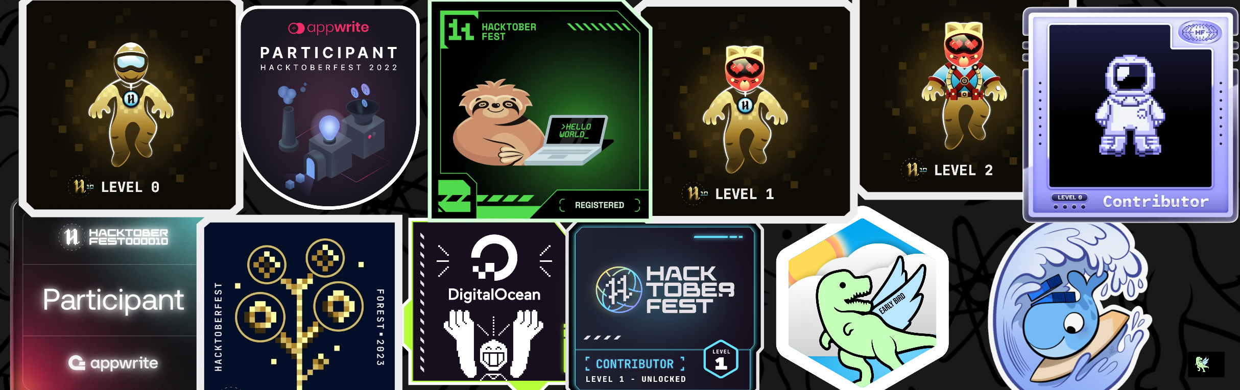 An image of @c0t2w2's Holopin badges, which is a link to view their full Holopin profile