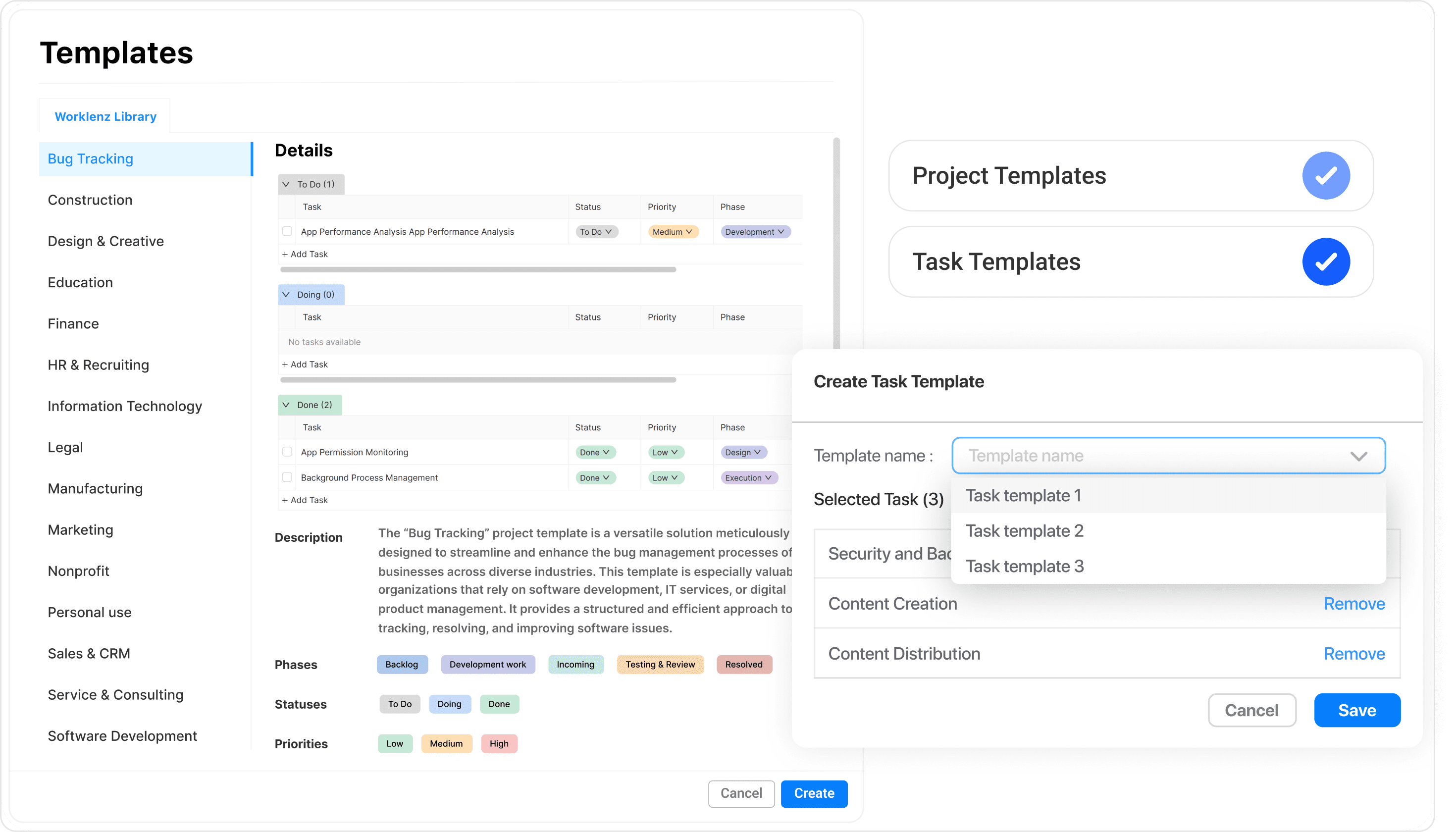 Projects & Tasks Templates