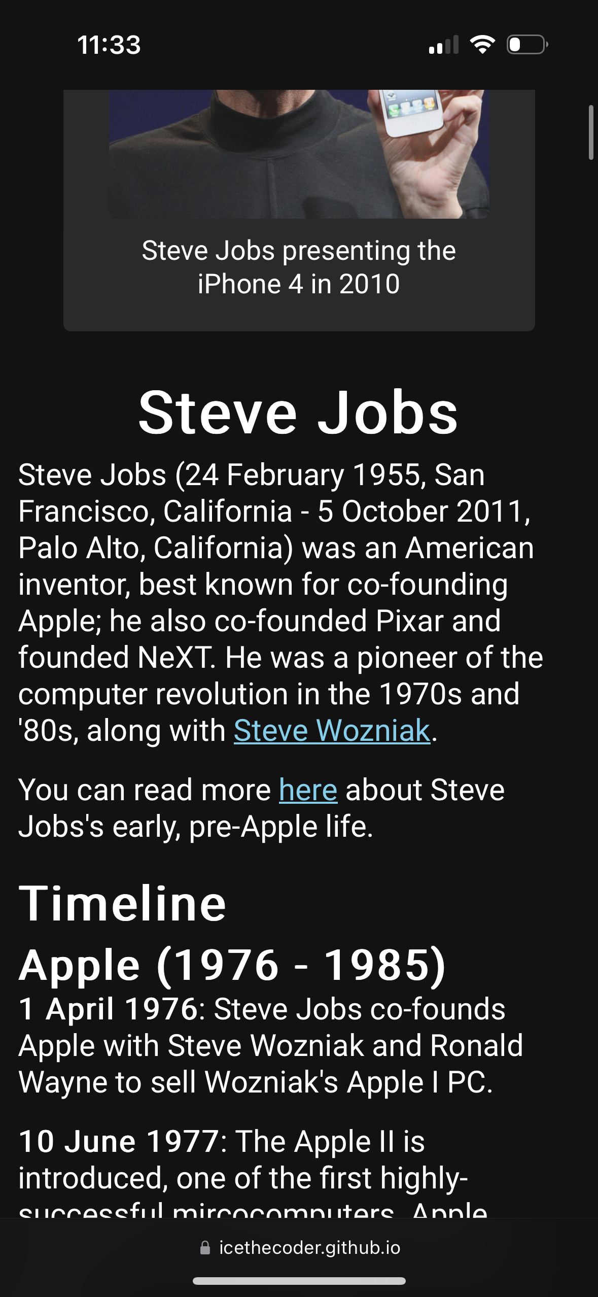 Steve Jobs Tribute Page