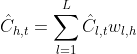 \hat{C}_{h,t} = \sum_{l=1}^{L}{\hat{C}_{l,t}w_{l,h}}