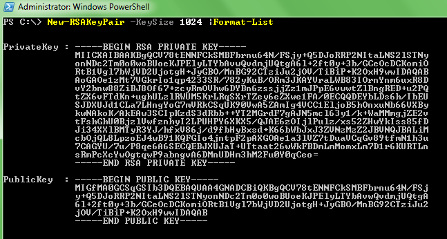 New-RSAKeyPair in action