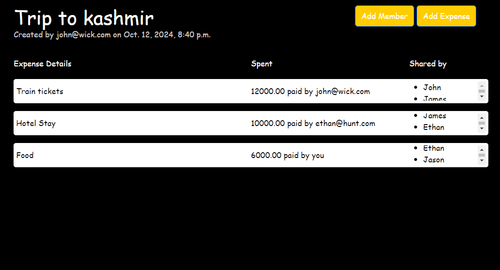 Expenses in Group