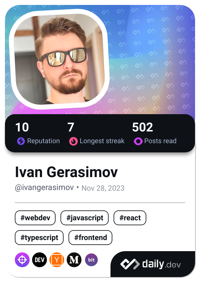 Ivan Gerasimov's Dev Card