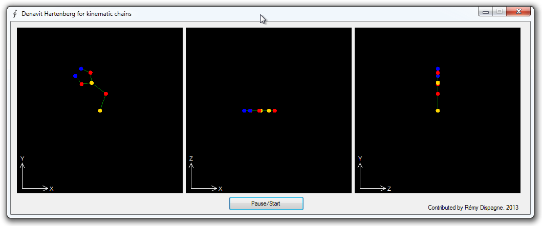 Denavit-Hartenberg forward kinematics sample application.