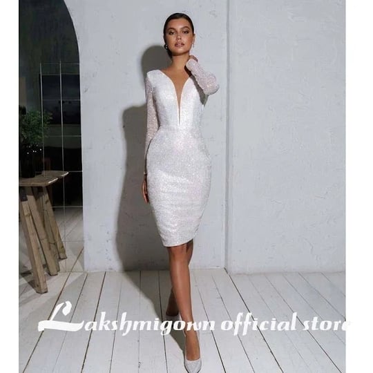 knee-length-long-sleeves-short-wedding-dresses-white-4-1