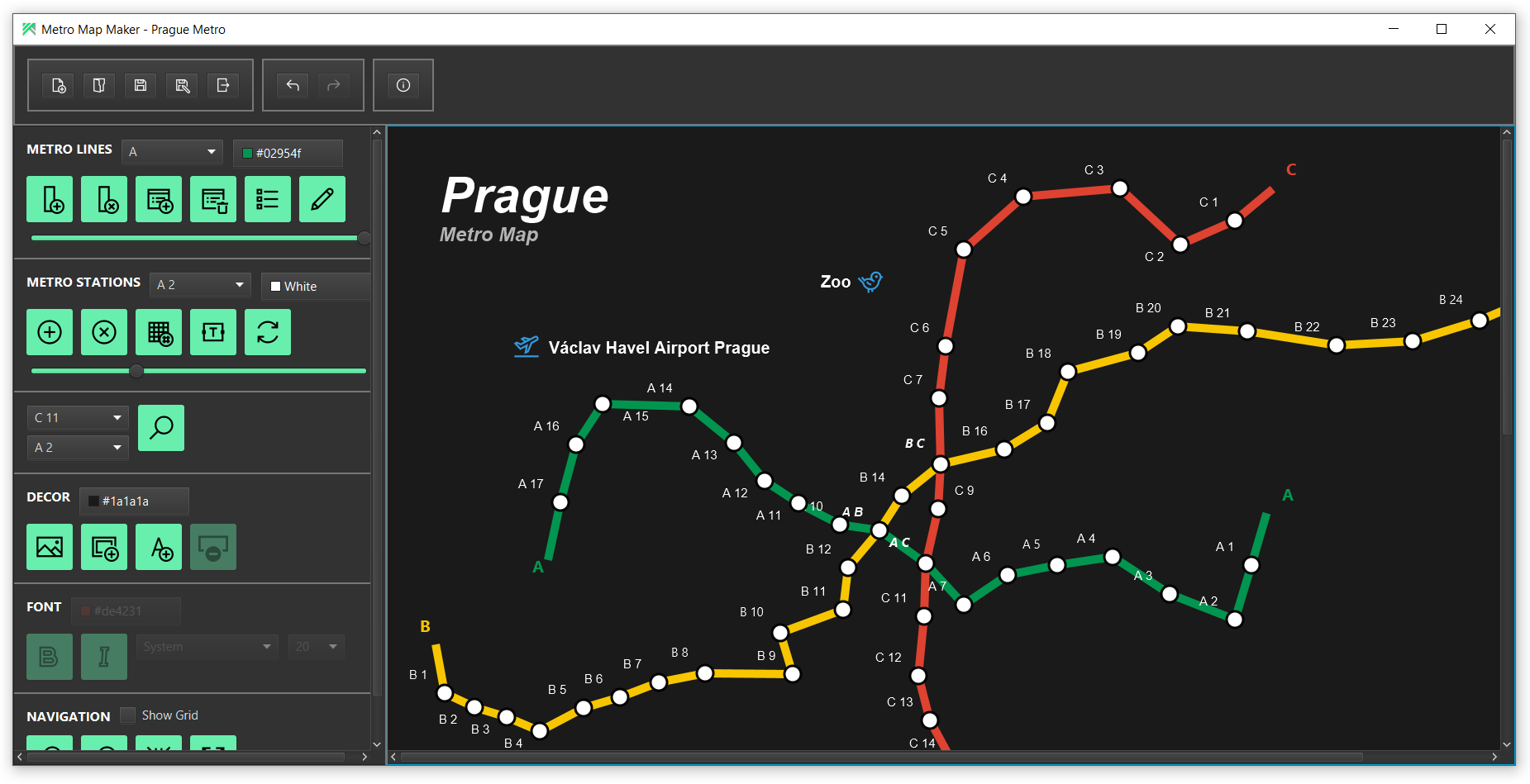 Metro Map Maker with project opened.