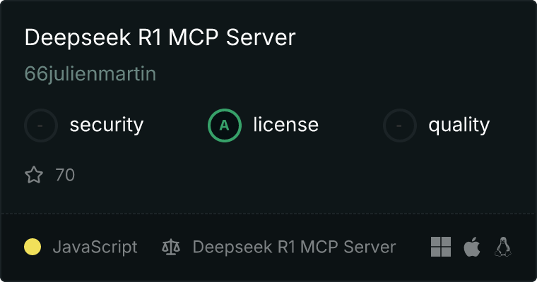 Deepseek R1 Server MCP server