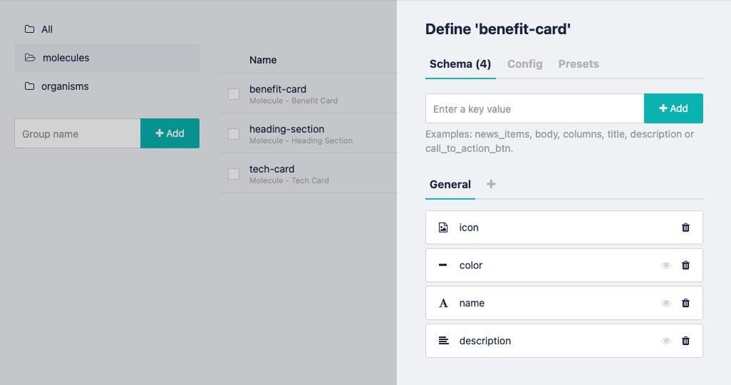 Benefit Card Storyblok schema