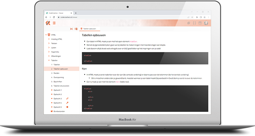 HTML course on a Macbook