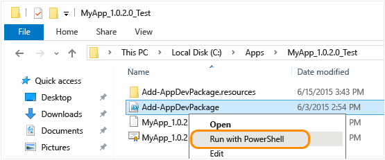 Run with powershell