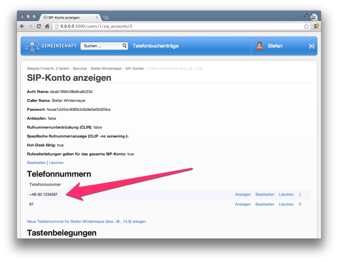 Rufnummernbeispiel