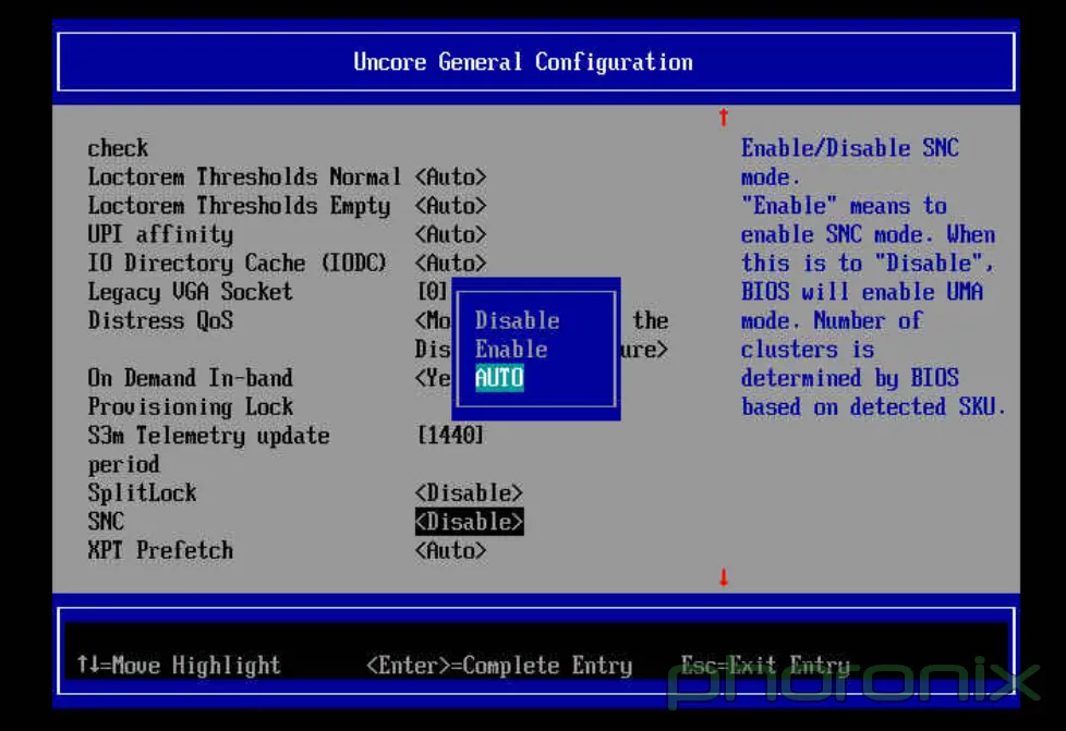 Intel Xeon BIOS SNC Disable