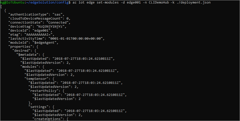 az iot edge set-modules output