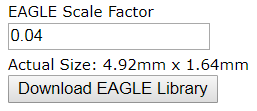 close up of the library download button and EAGLE Scale Factor adjustment