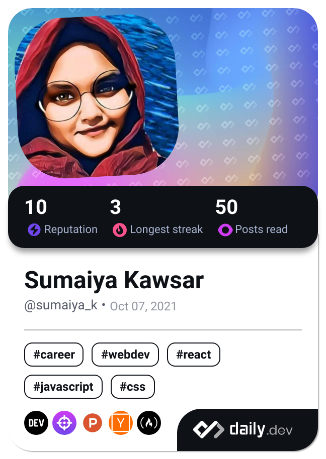 Sumaiya Kawsar's Dev Card