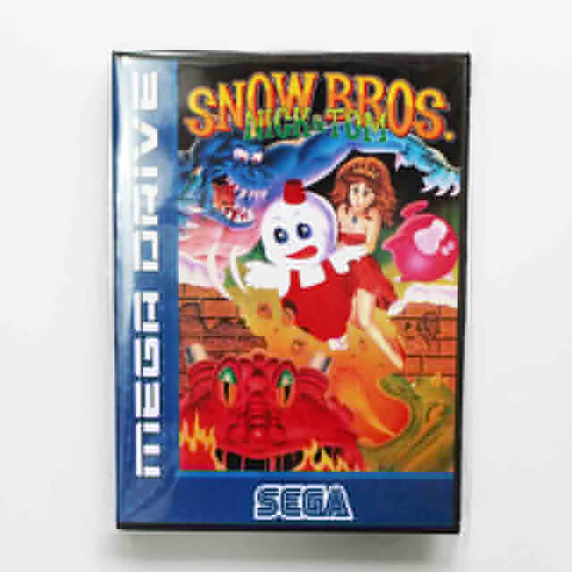 Snow-Bros-Nick-Tom-Game-Cartridge-16-bit-MD-Game-Card-With-Retail-Box-For-Sega