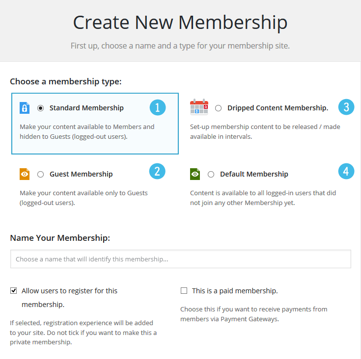 M2 Memberships Create New