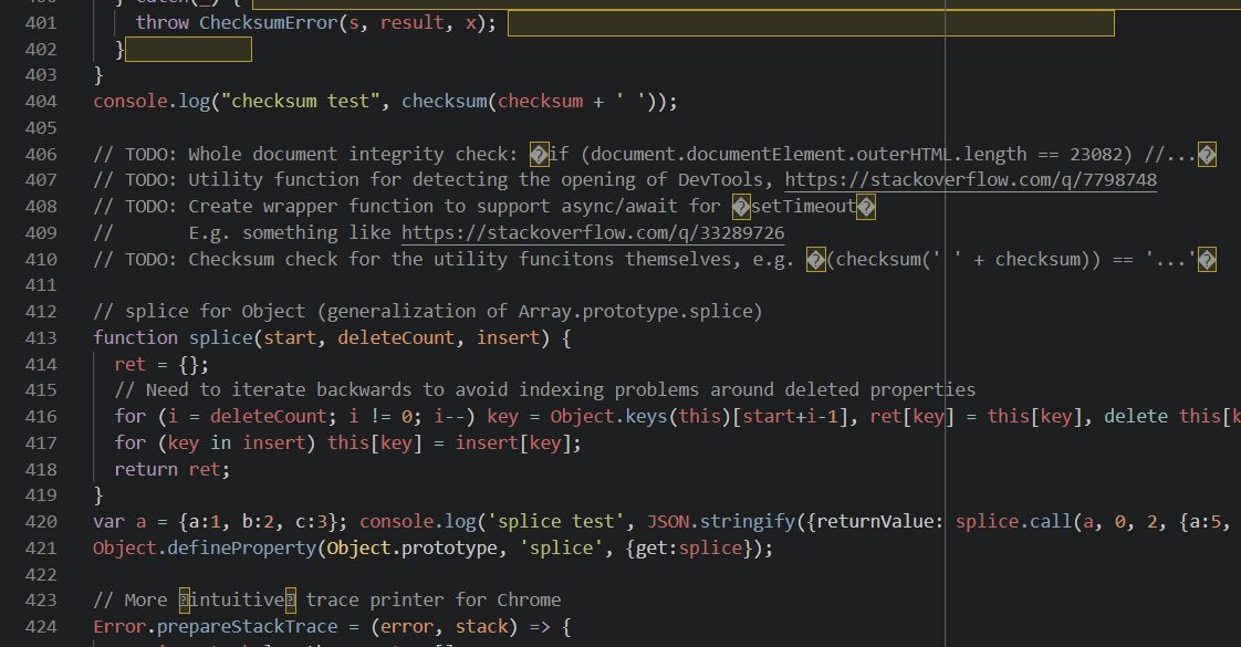 VS Code shows non-ASCII characters in a yellow highlight.