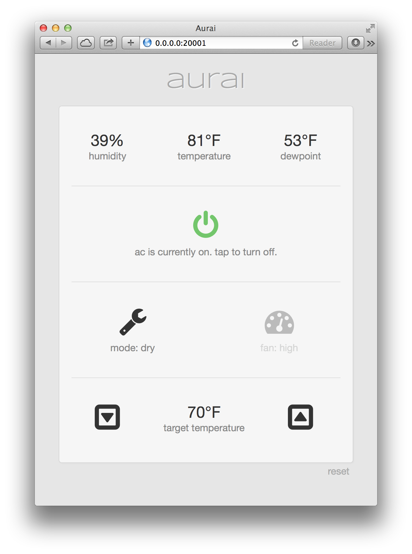 screenshot of the interface