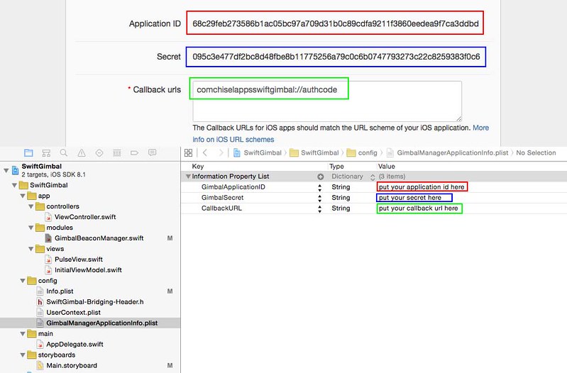 xcode project key secret callback