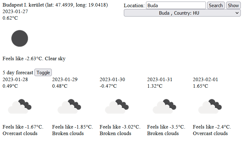  A screenshot of the weather card displaying weather information for a location