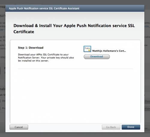 Downloading a certificate with the SSL assistant