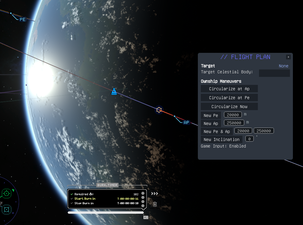 Flight Plan: Circularize at Next Ap Burn Detail