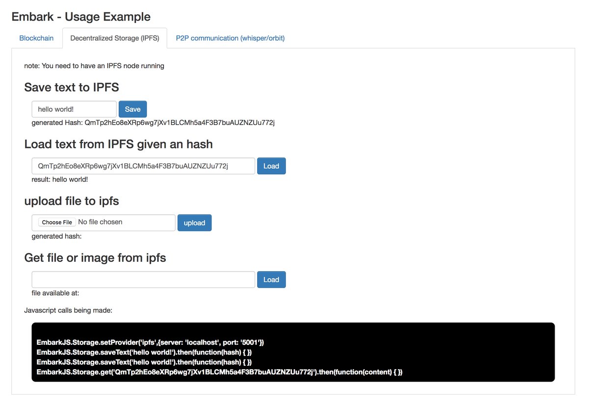 Embark Demo with IPFS