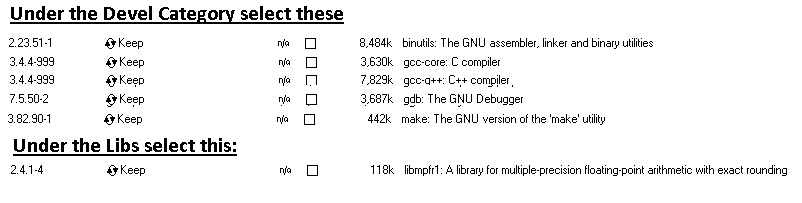 packages cygwin