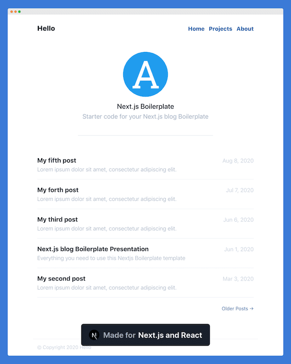 Blue Minimalist Nextjs Theme premium