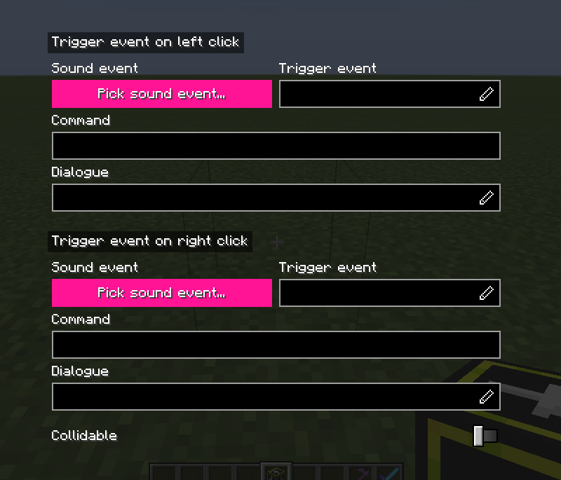 Trigger block's configuration screen