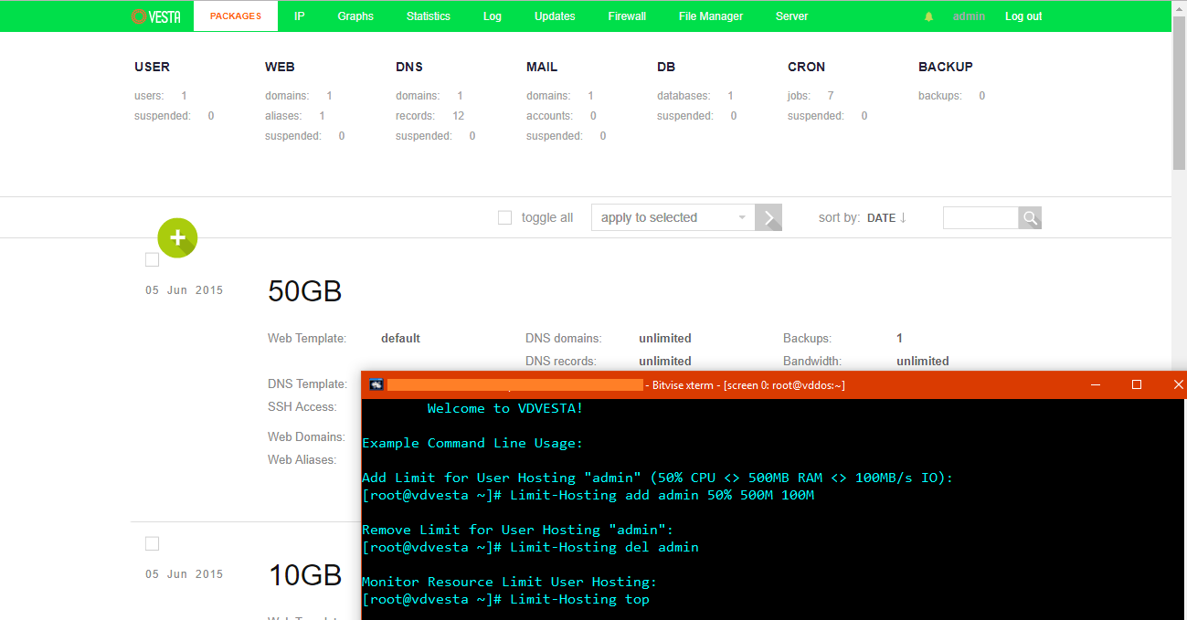 VDVESTA Limit Hosting CPU-RAM-IO