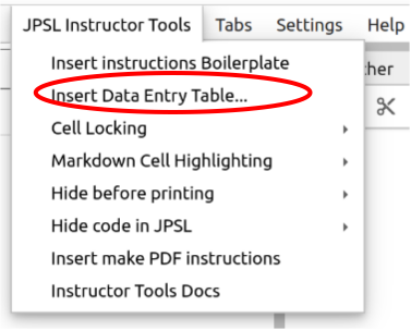 JPSL Instructor Tools Menu