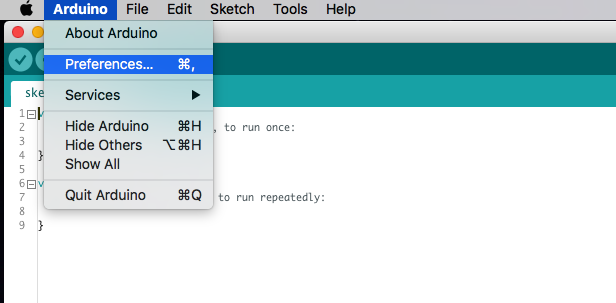 Go to Arduino IDE Preferences