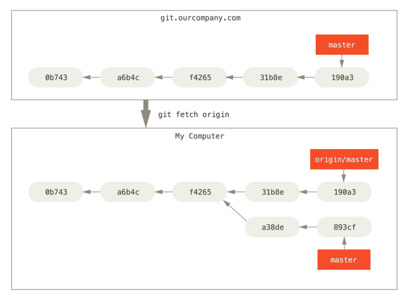 `git fetch` 更新你的远程仓库引用。