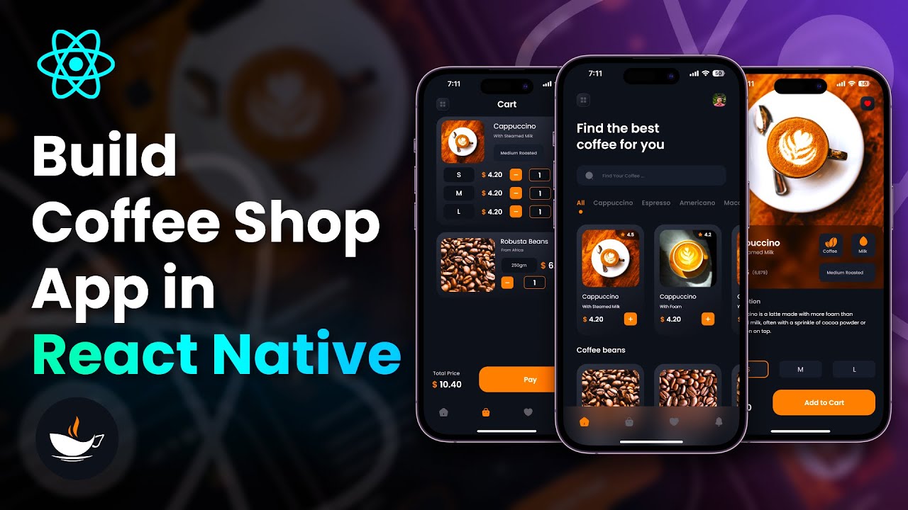 Build a Coffee Shop App using React Native|Beginner|2023