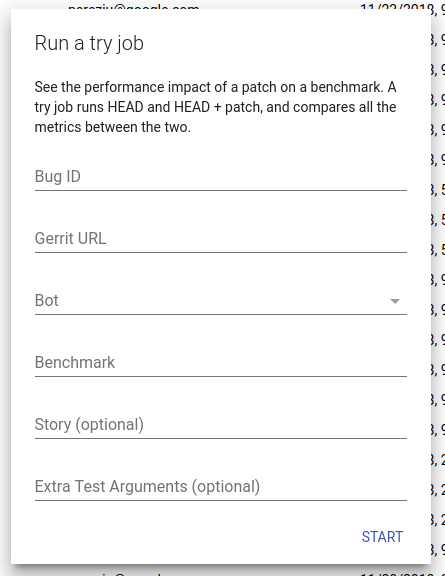 New pinpoint try job dialog