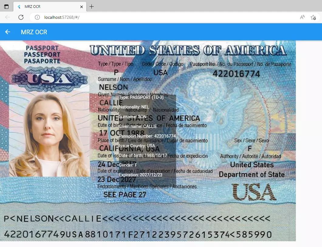 Flutter MRZ recognition in web