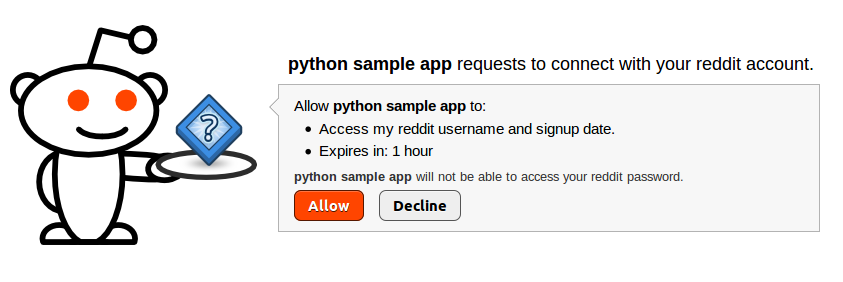 click allow to let reddit_viewer use your account
