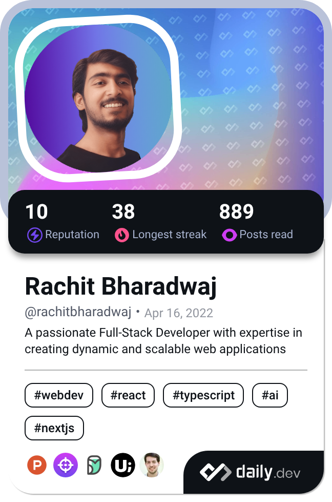 Rachit Bharadwaj's Dev Card