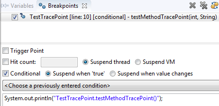 toggle trace point conditional breakpoint