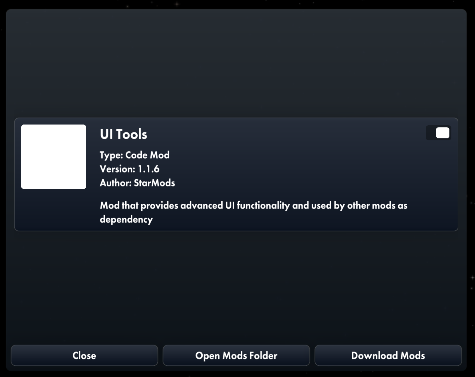 image showing UITools mod ONLY, with no other mods or preview picture.