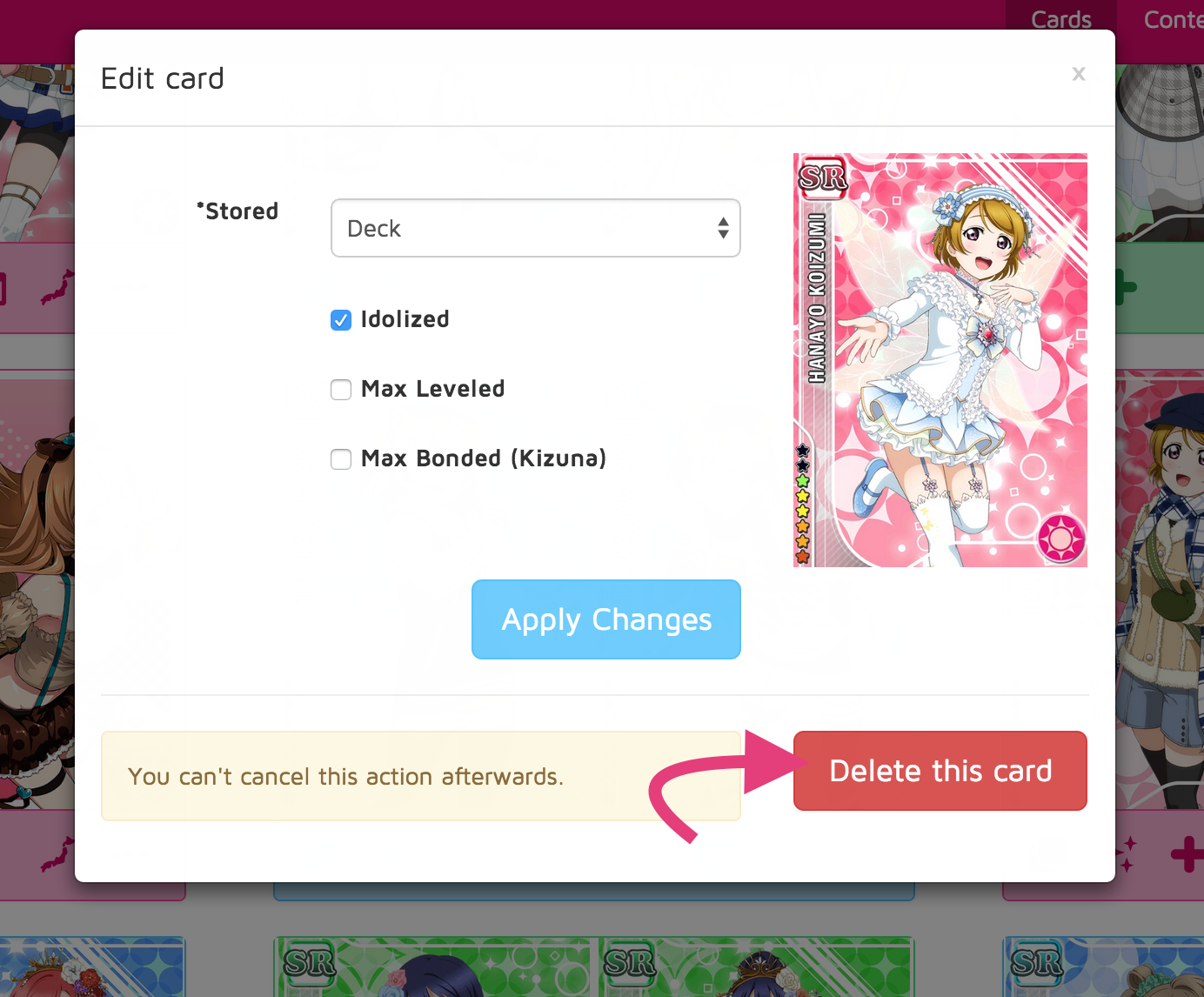 delete card