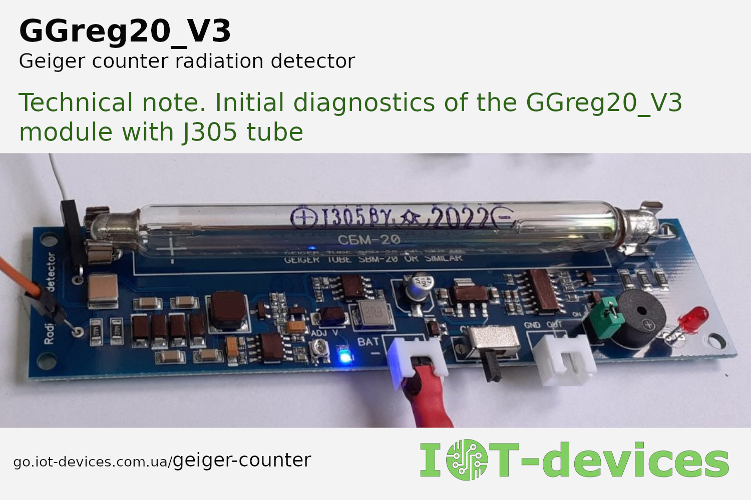 Technical note on initial diagnostics of the GGreg20_V3 module with J305 tube Image