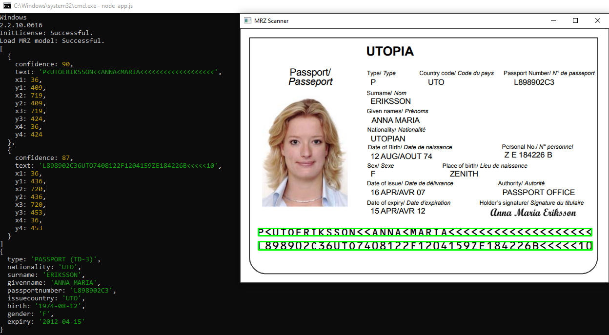 GitHub - yushulx/mrz4nodejs: Node.js MRZ detection SDK built with