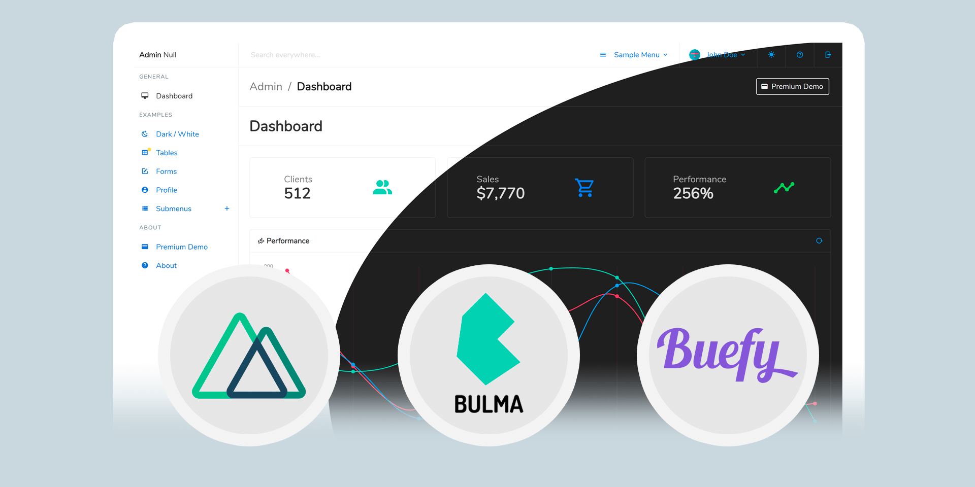 Free Nuxt Bulma admin dashboard