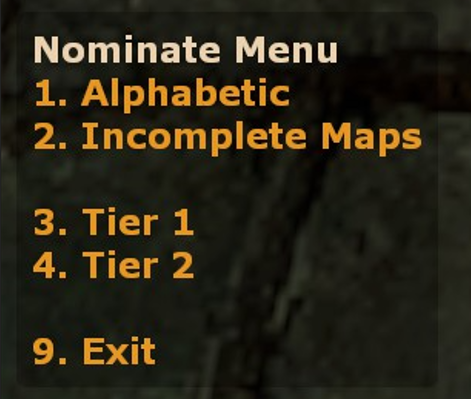 Preview of Nomination Menu