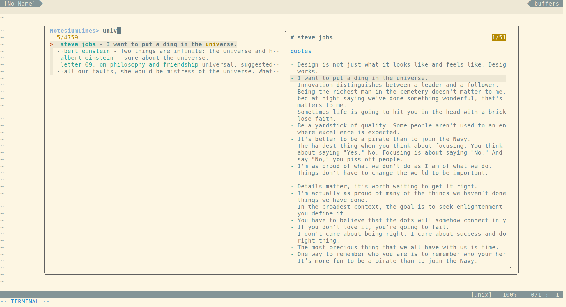 image: vim full text search light